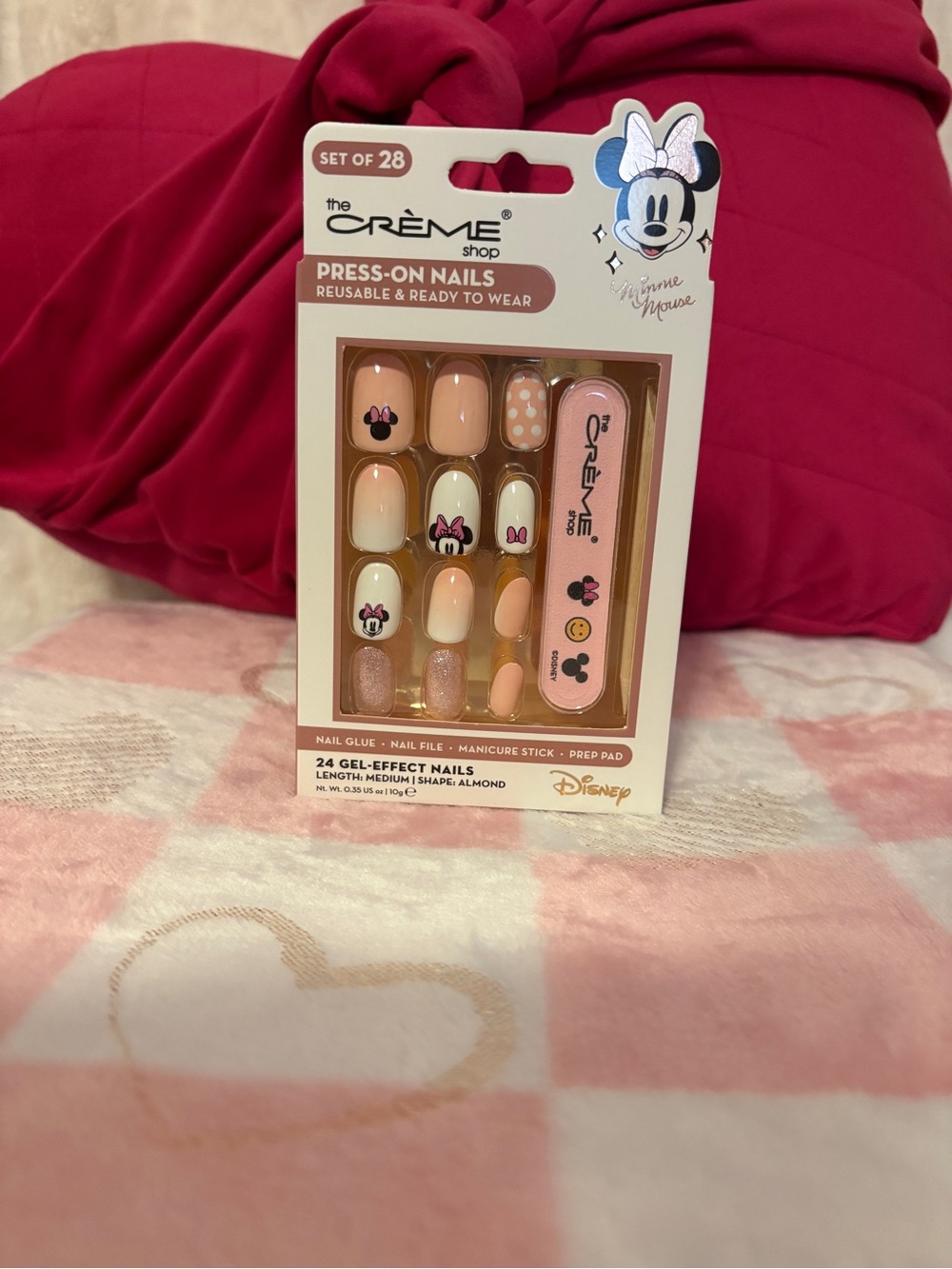 The Crème Shop x Disney Minnie Mouse Press-On Nails - Peach & Blush Set